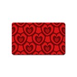 Dark Red Heart Pattern Magnet (Name Card) Front