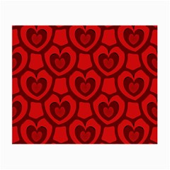 Dark Red Heart Pattern Small Glasses Cloth by SpinnyChairDesigns