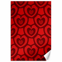 Dark Red Heart Pattern Canvas 20  X 30  by SpinnyChairDesigns