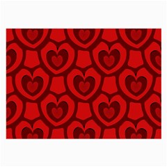 Dark Red Heart Pattern Large Glasses Cloth (2 Sides) by SpinnyChairDesigns