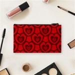 Dark Red Heart Pattern Cosmetic Bag (Small) Back