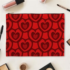 Dark Red Heart Pattern Cosmetic Bag (xl) by SpinnyChairDesigns