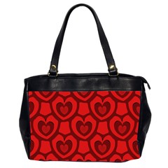 Dark Red Heart Pattern Oversize Office Handbag (2 Sides) by SpinnyChairDesigns