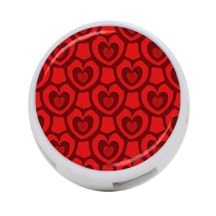 Dark Red Heart Pattern 4-Port USB Hub (Two Sides)