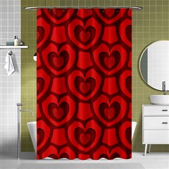 Dark Red Heart Pattern Shower Curtain 48  X 72  (small)  by SpinnyChairDesigns