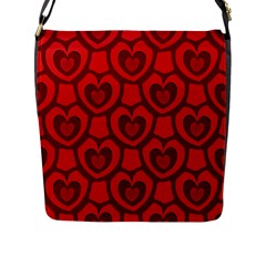 Dark Red Heart Pattern Flap Closure Messenger Bag (l) by SpinnyChairDesigns