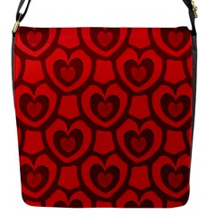 Dark Red Heart Pattern Flap Closure Messenger Bag (s) by SpinnyChairDesigns