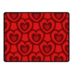 Dark Red Heart Pattern Double Sided Fleece Blanket (small) 