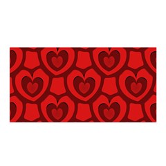 Dark Red Heart Pattern Satin Wrap by SpinnyChairDesigns