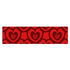 Dark Red Heart Pattern Satin Scarf (oblong) by SpinnyChairDesigns