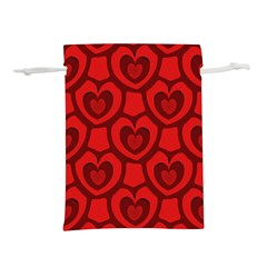 Dark Red Heart Pattern Lightweight Drawstring Pouch (s) by SpinnyChairDesigns