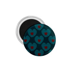 Teal And Red Hearts 1 75  Magnets by SpinnyChairDesigns