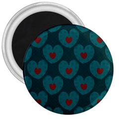 Teal And Red Hearts 3  Magnets by SpinnyChairDesigns