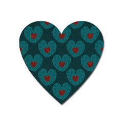 Teal And Red Hearts Heart Magnet by SpinnyChairDesigns