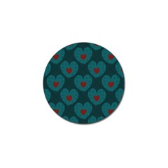 Teal And Red Hearts Golf Ball Marker (10 Pack) by SpinnyChairDesigns