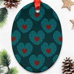 Teal and Red Hearts Oval Ornament (Two Sides) Back