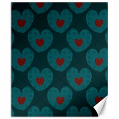 Teal And Red Hearts Canvas 8  X 10  by SpinnyChairDesigns