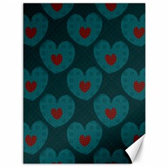 Teal And Red Hearts Canvas 36  X 48  by SpinnyChairDesigns