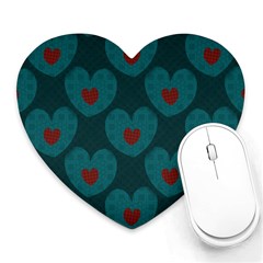 Teal And Red Hearts Heart Mousepads by SpinnyChairDesigns