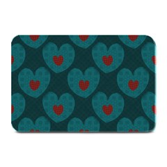 Teal And Red Hearts Plate Mats by SpinnyChairDesigns