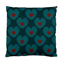 Teal And Red Hearts Standard Cushion Case (two Sides) by SpinnyChairDesigns