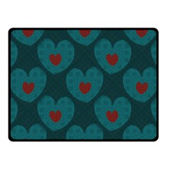 Teal And Red Hearts Fleece Blanket (small) by SpinnyChairDesigns