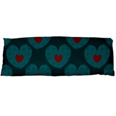 Teal And Red Hearts Body Pillow Case Dakimakura (two Sides) by SpinnyChairDesigns