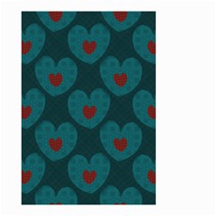 Teal And Red Hearts Small Garden Flag (two Sides) by SpinnyChairDesigns