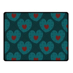 Teal And Red Hearts Double Sided Fleece Blanket (small)  by SpinnyChairDesigns