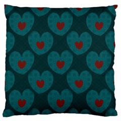 Teal And Red Hearts Standard Flano Cushion Case (two Sides) by SpinnyChairDesigns