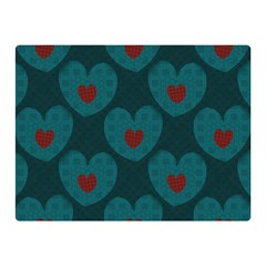 Teal And Red Hearts Double Sided Flano Blanket (mini)  by SpinnyChairDesigns