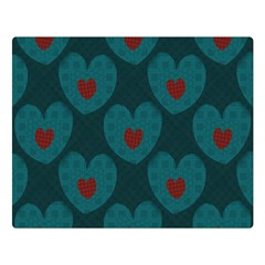 Teal And Red Hearts Double Sided Flano Blanket (large)  by SpinnyChairDesigns