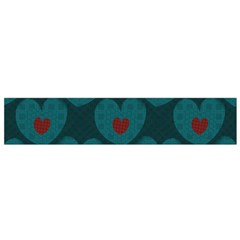 Teal And Red Hearts Small Flano Scarf by SpinnyChairDesigns