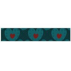 Teal And Red Hearts Large Flano Scarf  by SpinnyChairDesigns