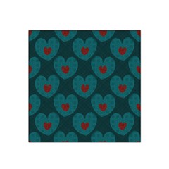 Teal And Red Hearts Satin Bandana Scarf by SpinnyChairDesigns