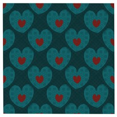 Teal And Red Hearts Wooden Puzzle Square