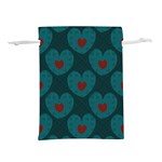 Teal and Red Hearts Lightweight Drawstring Pouch (M) Front