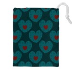 Teal and Red Hearts Drawstring Pouch (4XL) Front