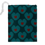 Teal and Red Hearts Drawstring Pouch (4XL) Back