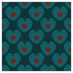 Teal And Red Hearts Long Sheer Chiffon Scarf 