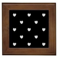 Black And White Polka Dot Hearts Framed Tile by SpinnyChairDesigns