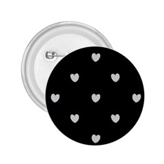 Black And White Polka Dot Hearts 2 25  Buttons by SpinnyChairDesigns