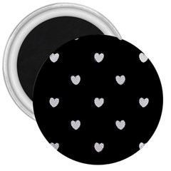 Black And White Polka Dot Hearts 3  Magnets by SpinnyChairDesigns