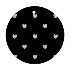 Black And White Polka Dot Hearts Ornament (round) by SpinnyChairDesigns