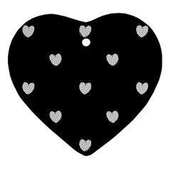 Black And White Polka Dot Hearts Ornament (heart) by SpinnyChairDesigns