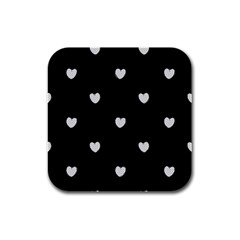 Black And White Polka Dot Hearts Rubber Square Coaster (4 Pack)  by SpinnyChairDesigns