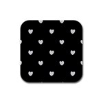 Black and White Polka Dot Hearts Rubber Square Coaster (4 pack)  Front