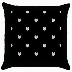 Black And White Polka Dot Hearts Throw Pillow Case (black) by SpinnyChairDesigns