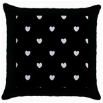 Black and White Polka Dot Hearts Throw Pillow Case (Black) Front