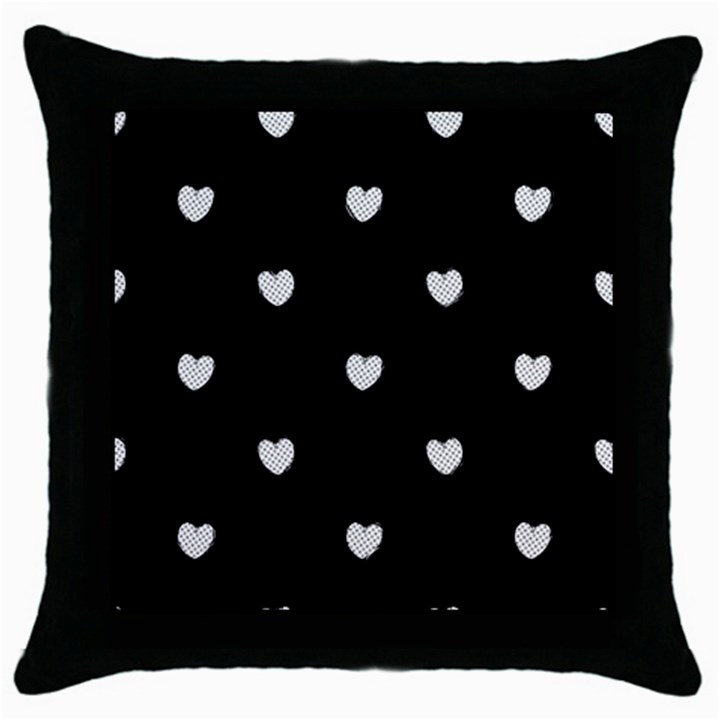 Black and White Polka Dot Hearts Throw Pillow Case (Black)